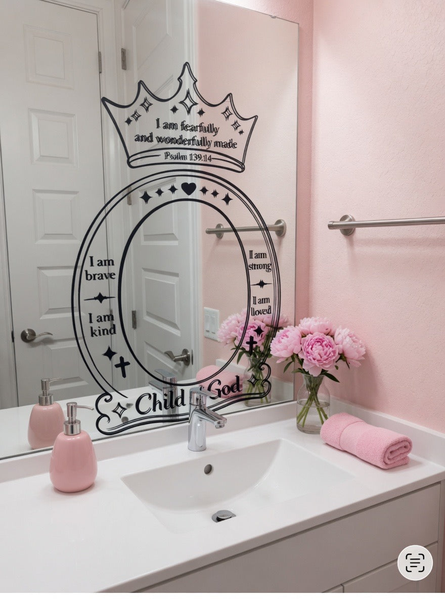Psalm 139:14 Crown Mirror Decal