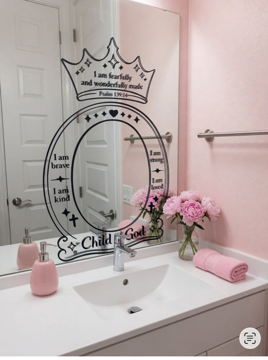 Psalm 139:14 Crown Mirror Decal
